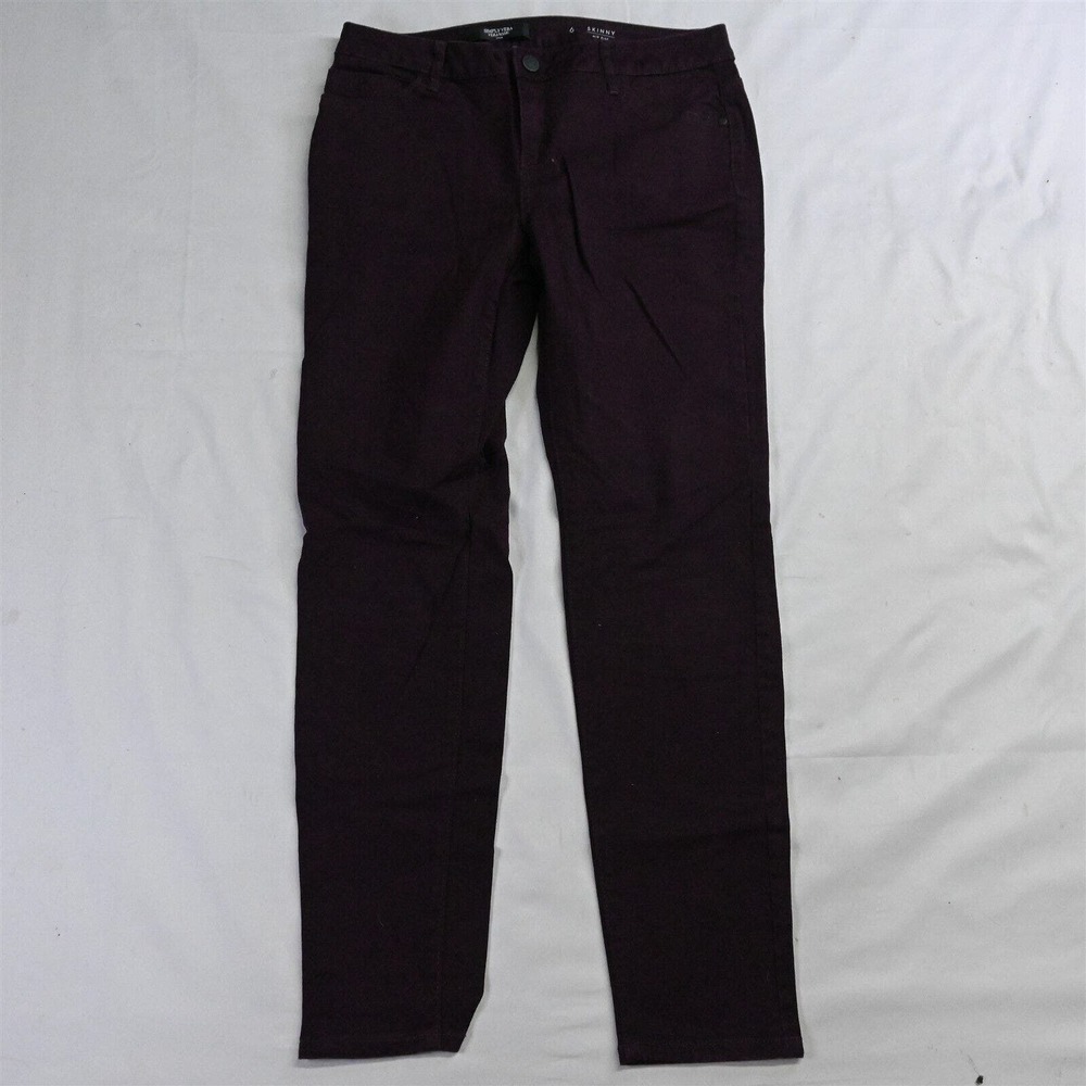 Simply Vera by Vera Wang 6 Mid Rise Skinny Maroon‎ Red Stretch Denim Jeans